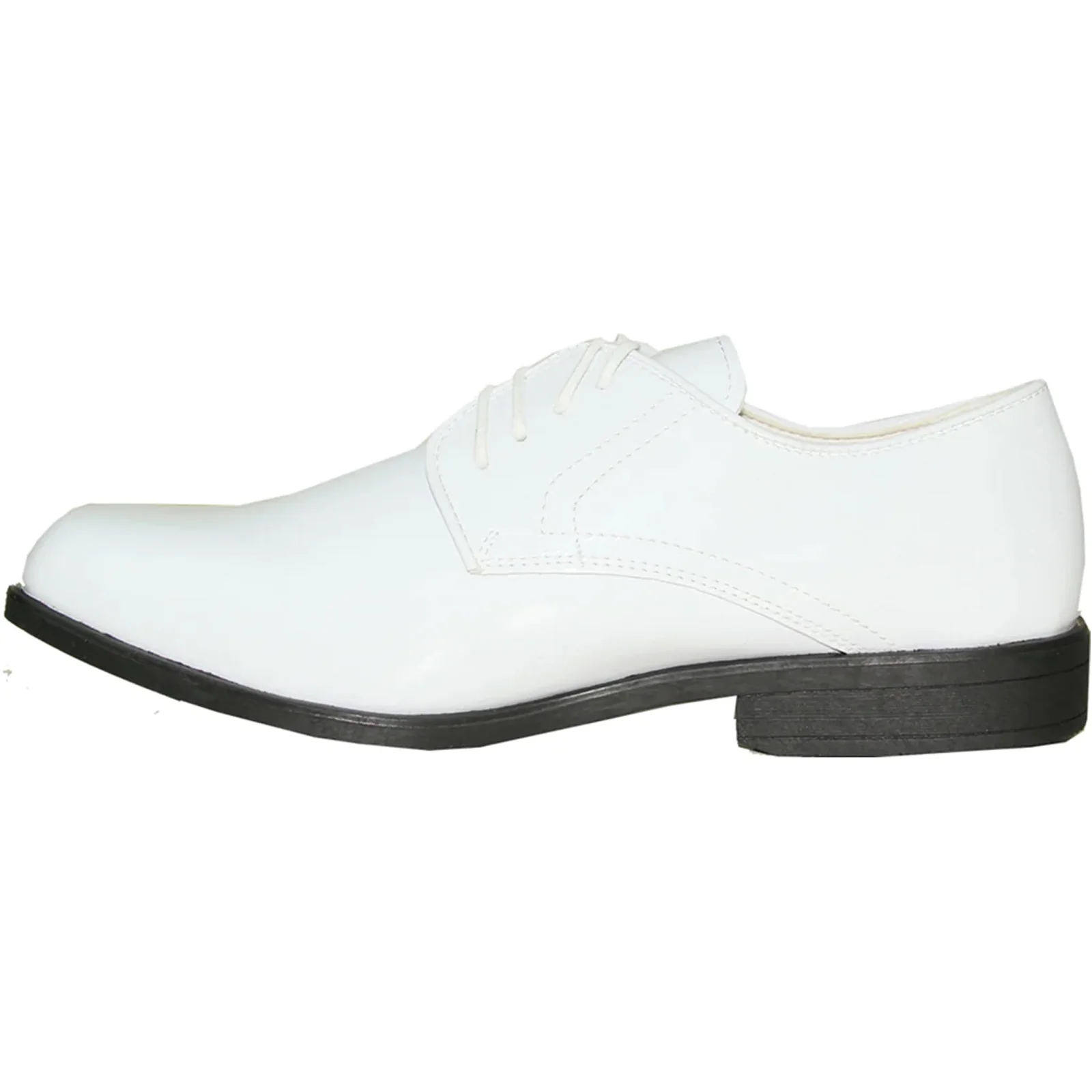 Mens Classic Formal Shiny Patent Tuxedo Shoe in White - Image 3