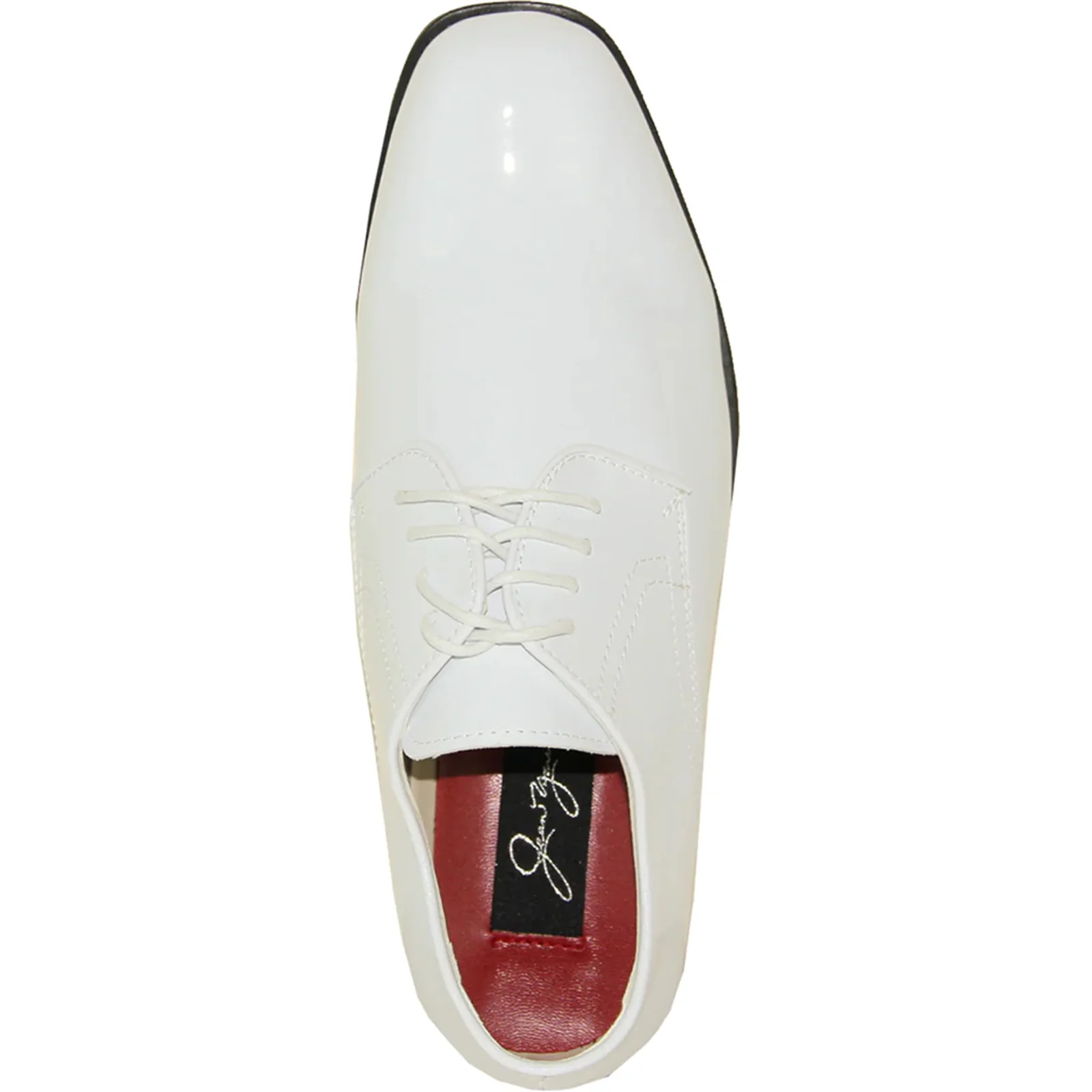 Mens Classic Formal Shiny Patent Tuxedo Shoe in White - Image 6