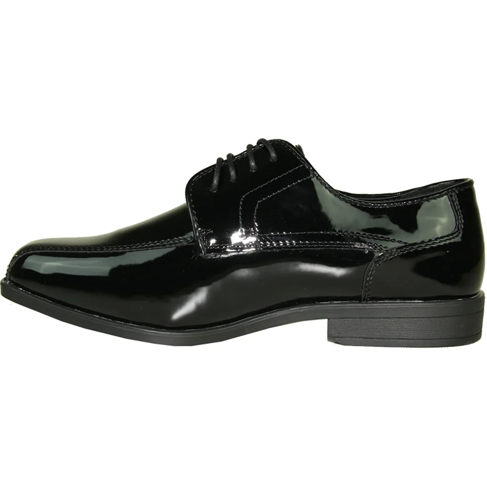 Mens Formal Wedding & Prom Double Runner Shiny Patent Dress Shoe in Black - Image 3