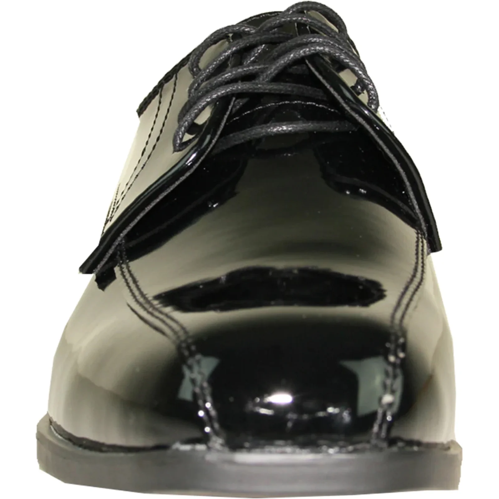 Mens Formal Wedding & Prom Double Runner Shiny Patent Dress Shoe in Black - Image 4