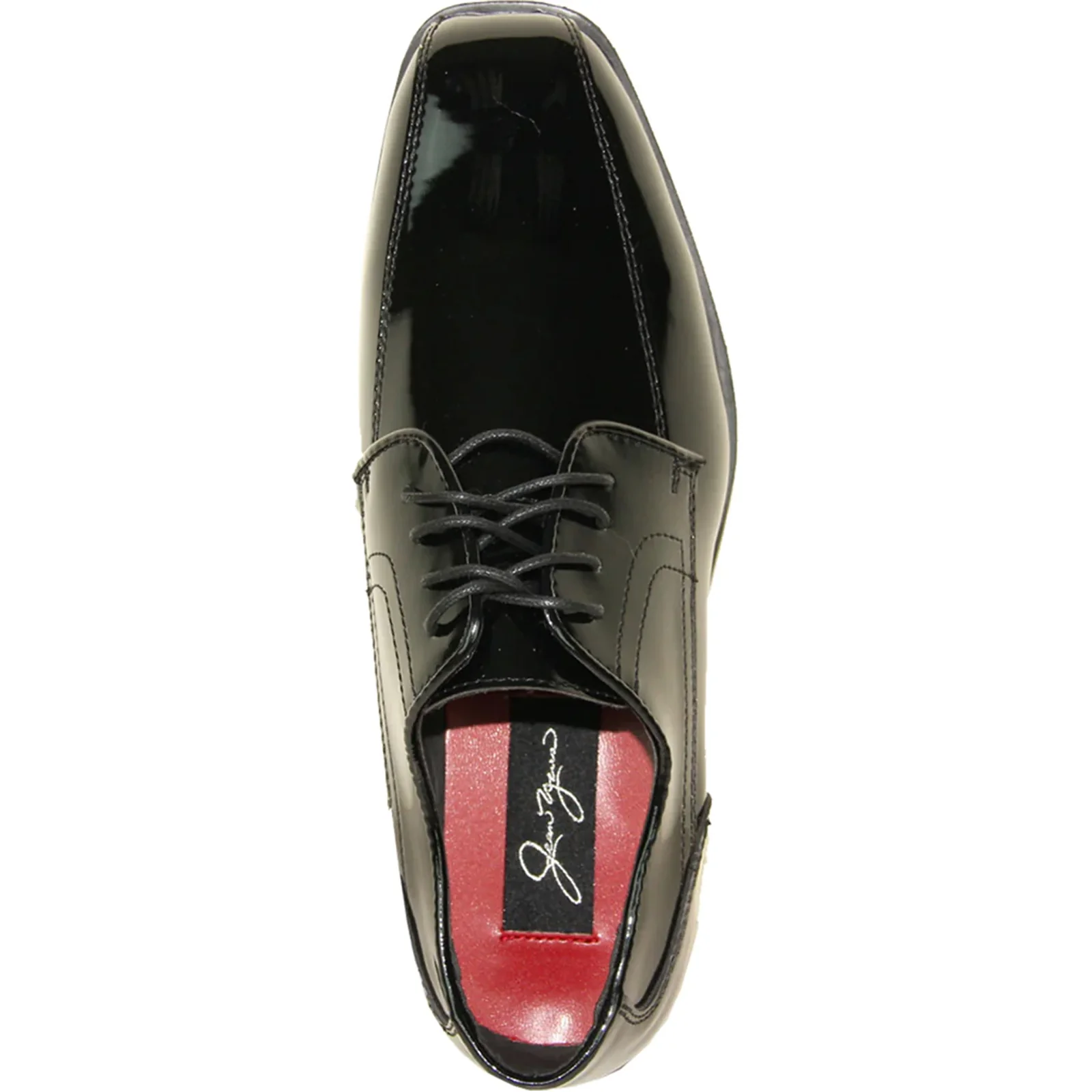 Mens Formal Wedding & Prom Double Runner Shiny Patent Dress Shoe in Black - Image 6