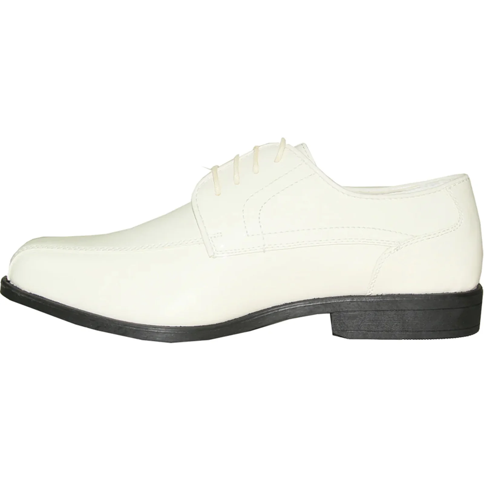 Mens Formal Wedding & Prom Double Runner Shiny Patent Dress Shoe in Ivory - Image 3