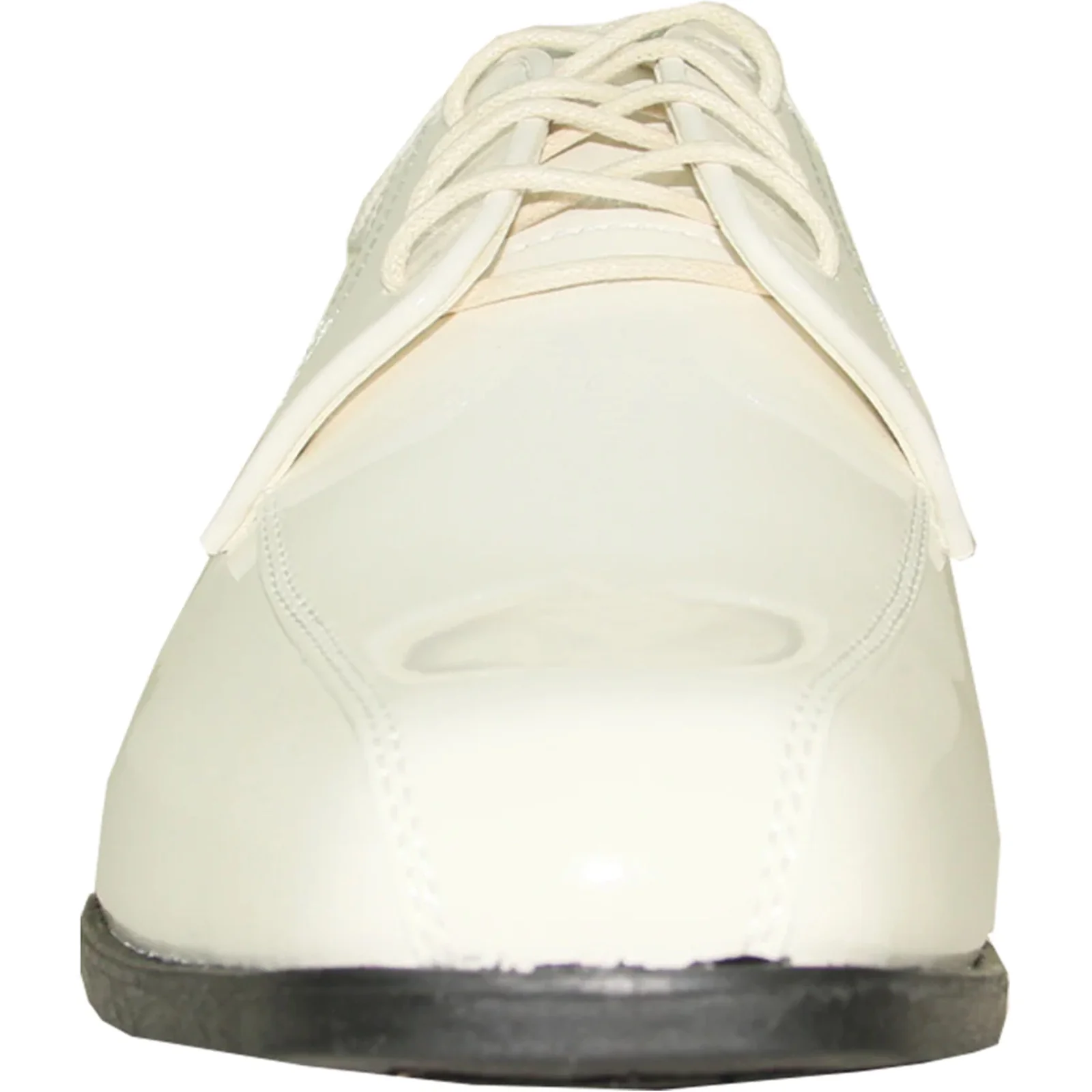 Mens Formal Wedding & Prom Double Runner Shiny Patent Dress Shoe in Ivory - Image 4
