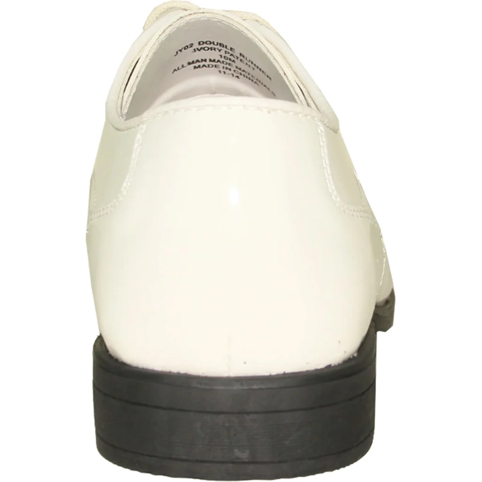 Mens Formal Wedding & Prom Double Runner Shiny Patent Dress Shoe in Ivory - Image 5