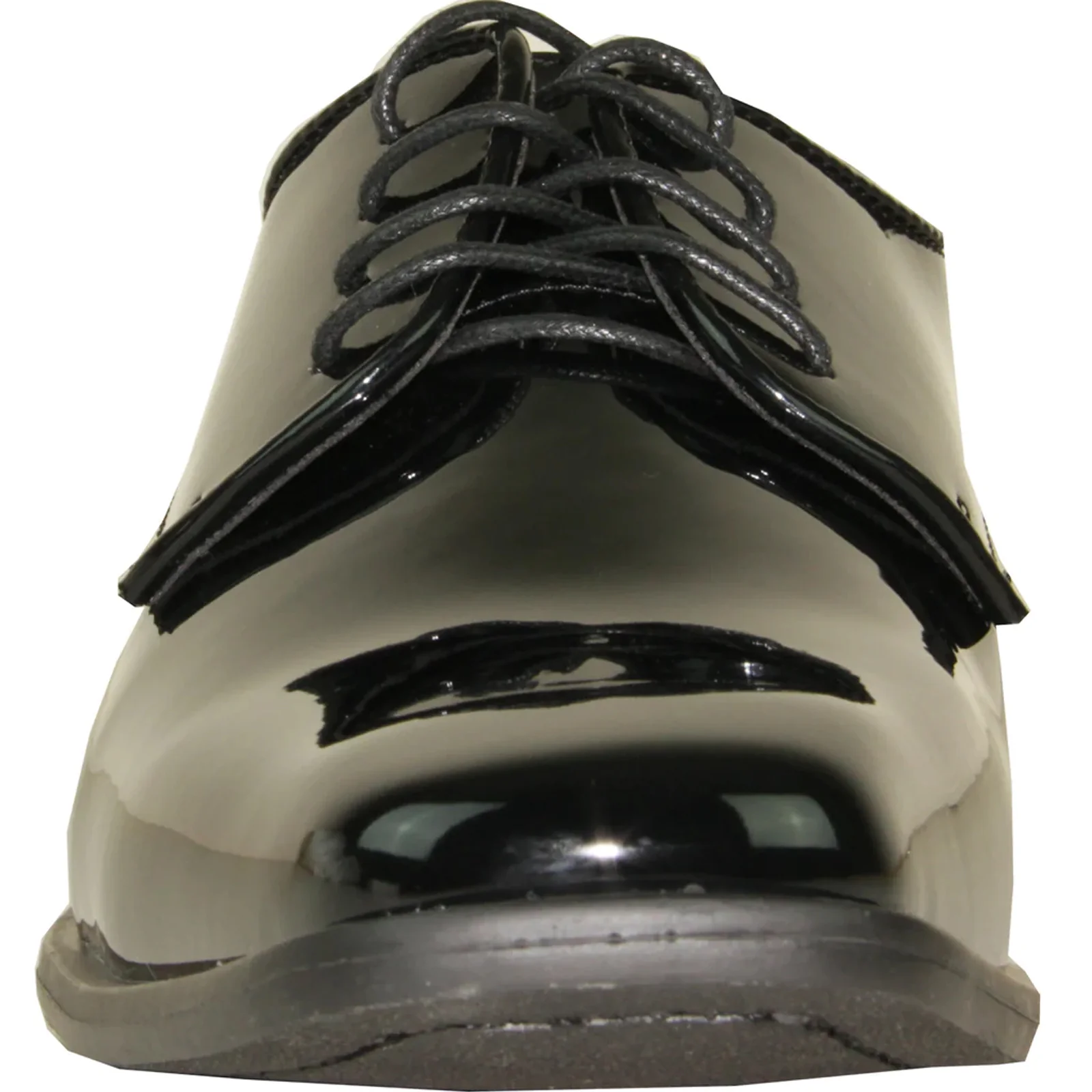 Mens Modern Pointy Square Toe Oxford Patent Tuxedo Shoe in Black - Image 4