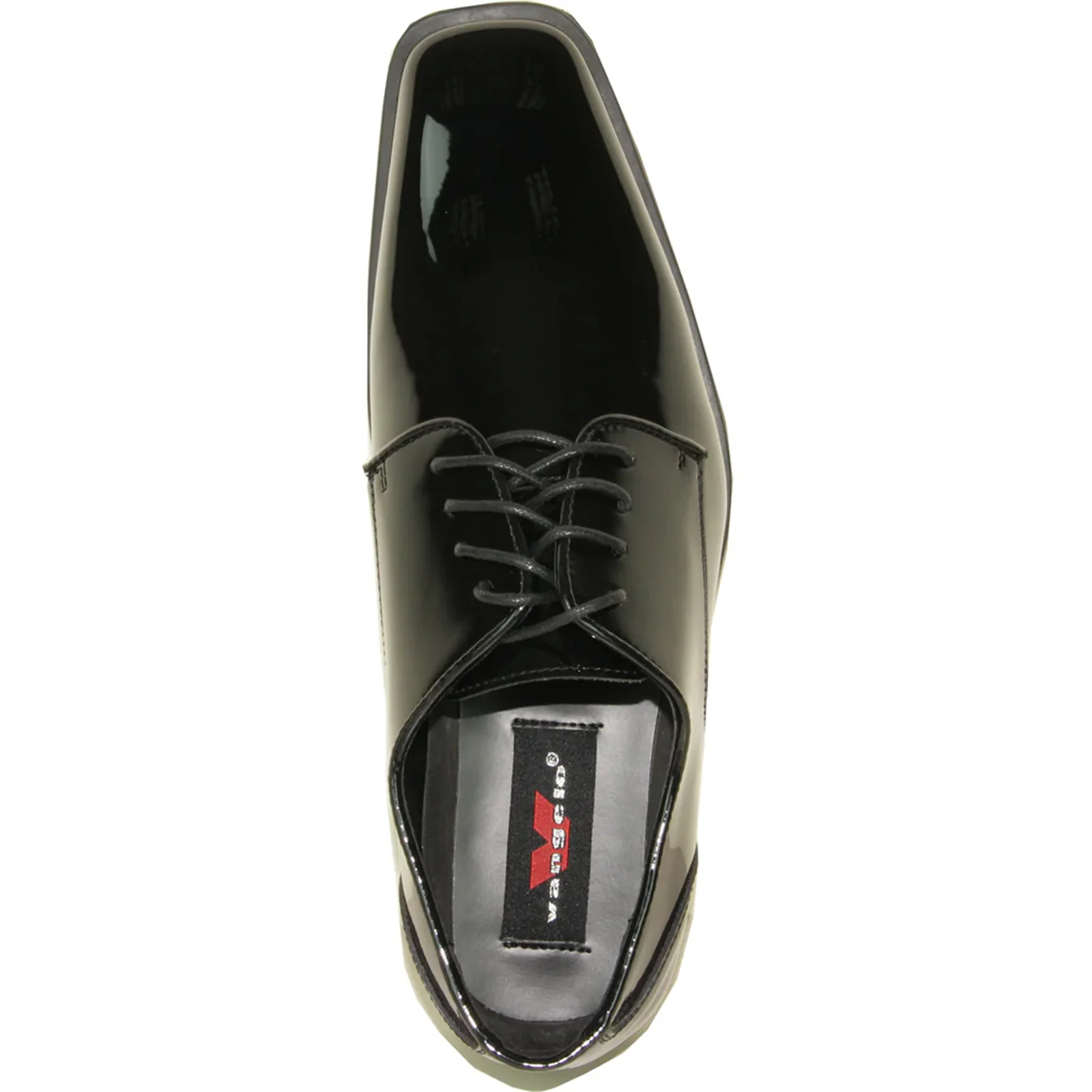 Mens Modern Pointy Square Toe Oxford Patent Tuxedo Shoe in Black - Image 6