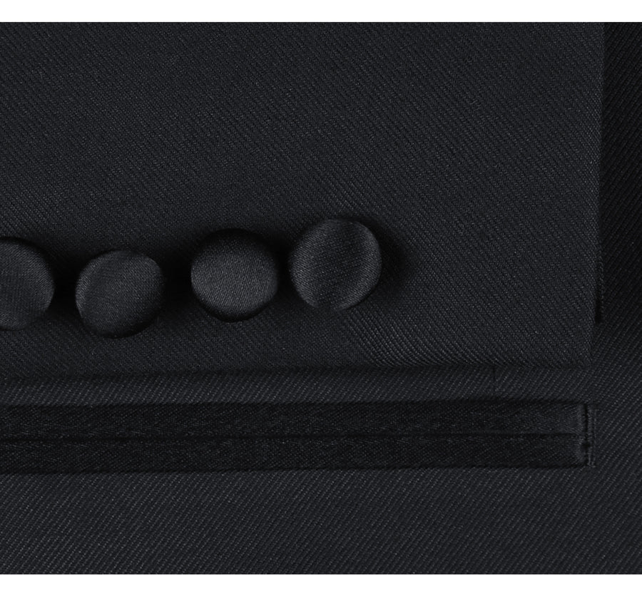 Mens Traditional One Button Classic Fit Peak Tuxedo in Black - Image 3