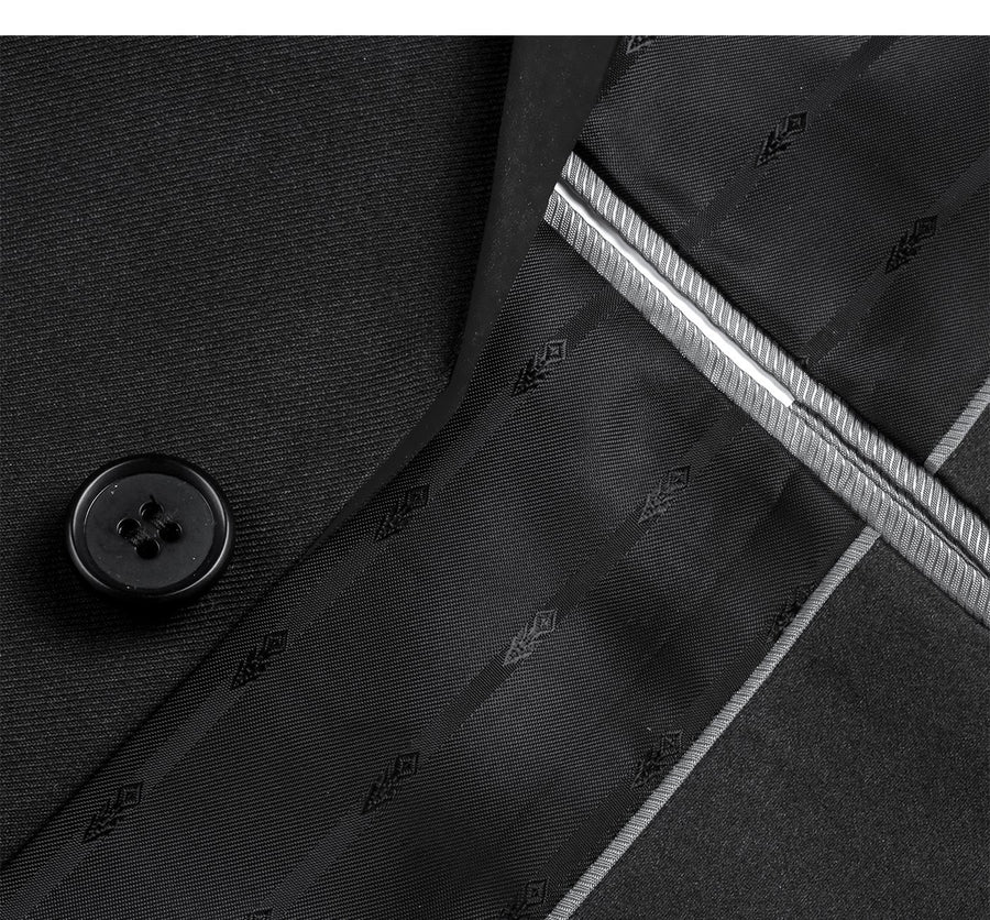 Mens Traditional Slim Fit Shawl Collar Tuxedo in Black - Image 3