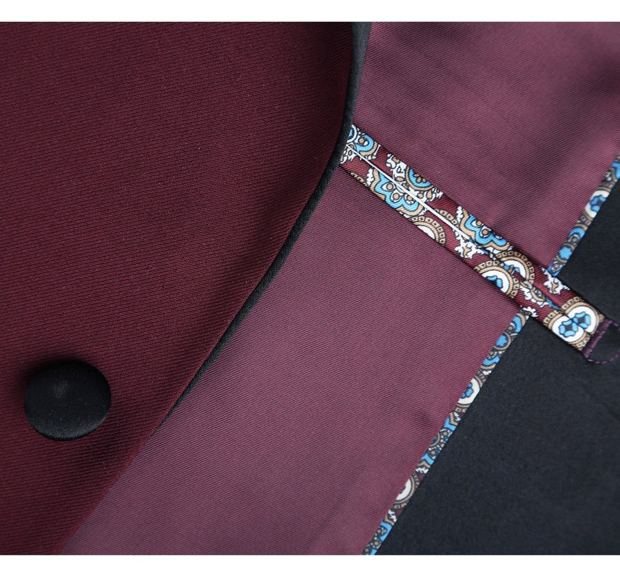 Mens Traditional Slim Fit Shawl Collar Tuxedo in Burgundy - Image 4