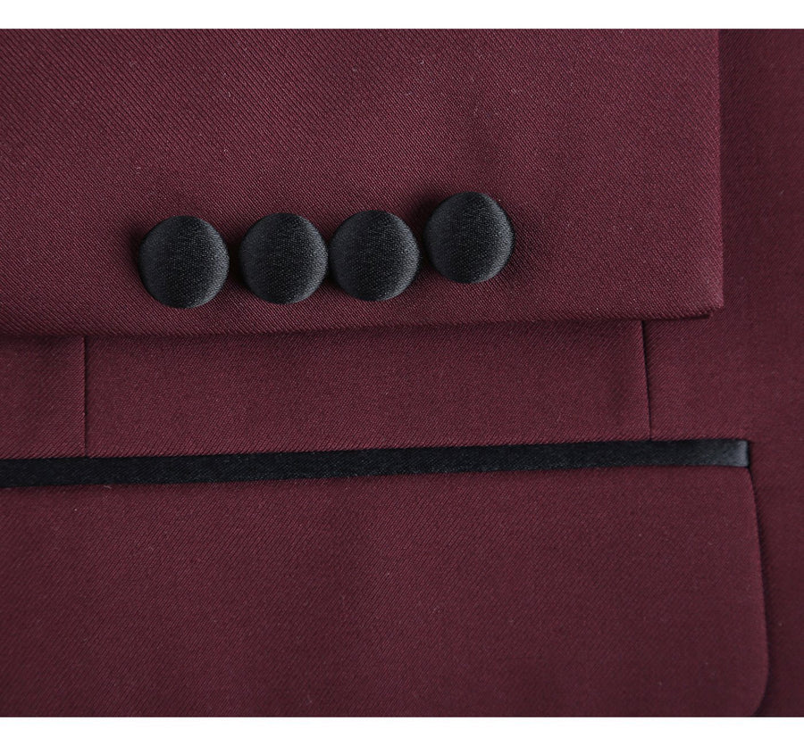Mens Traditional Slim Fit Shawl Collar Tuxedo in Burgundy - Image 5