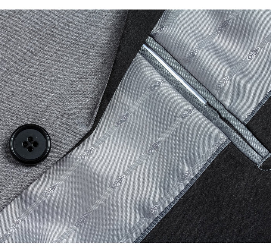 Mens Traditional Slim Fit Shawl Collar Tuxedo in Light Grey - Image 3