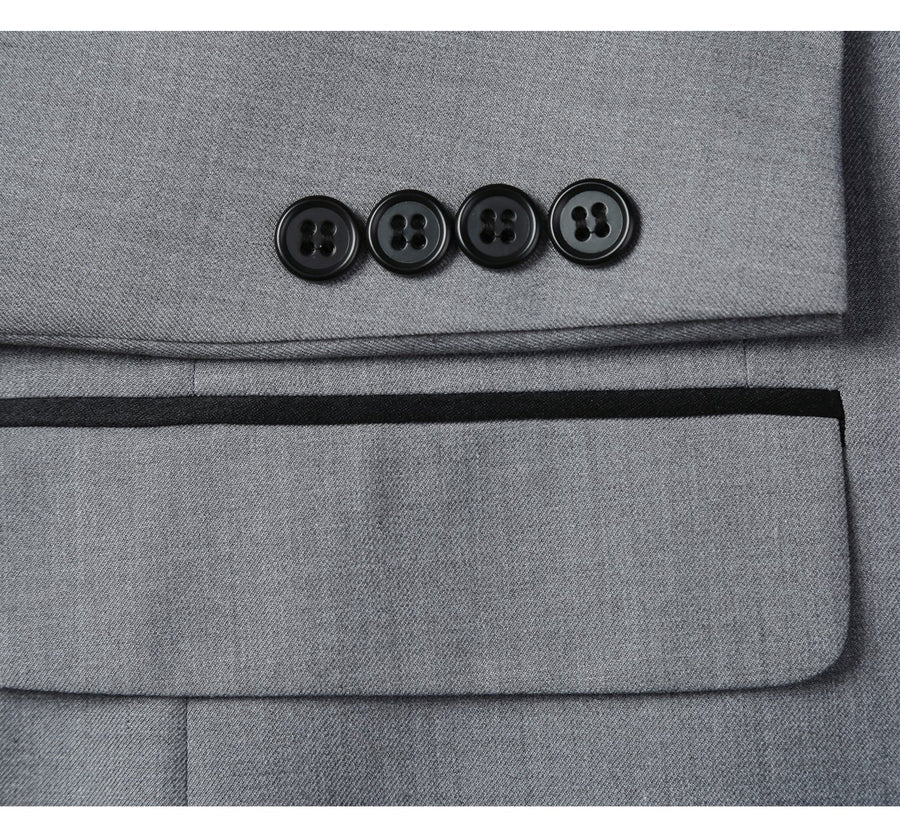 Mens Traditional Slim Fit Shawl Collar Tuxedo in Light Grey - Image 4