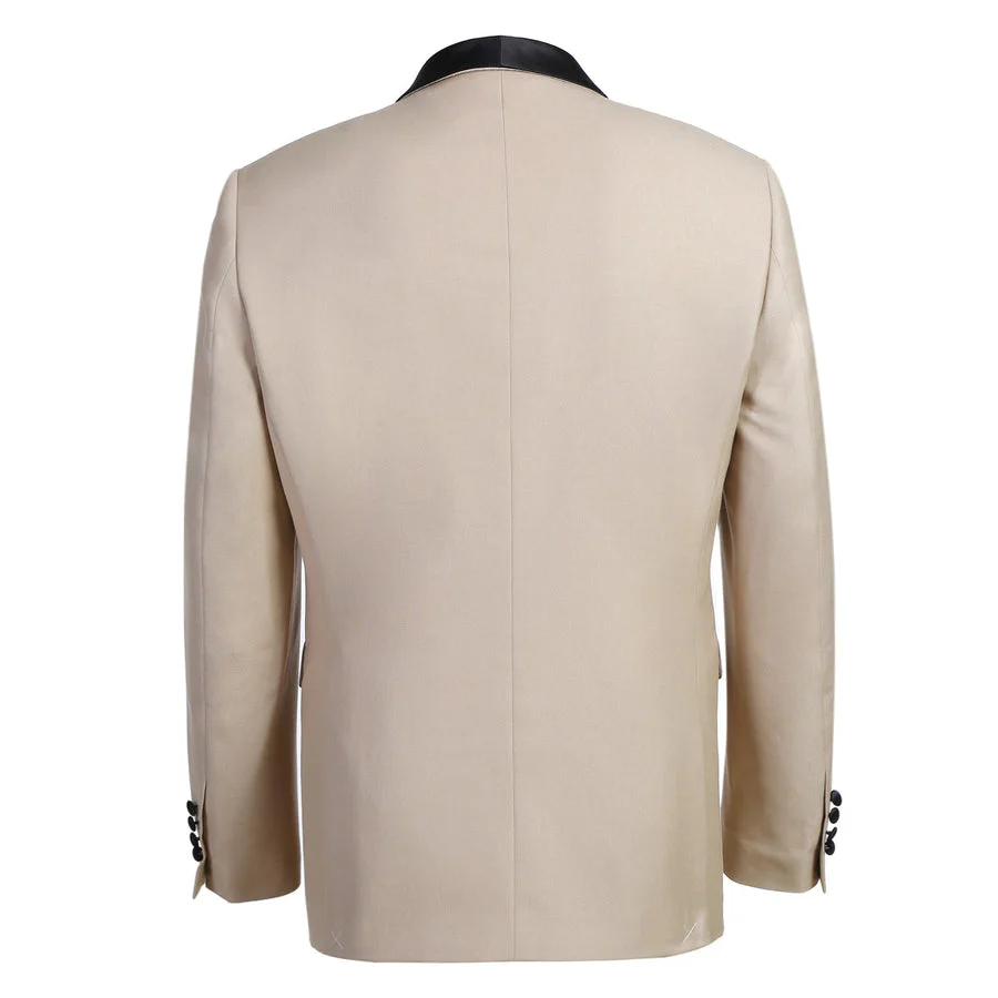 Mens Traditional Slim Fit Shawl Collar Tuxedo in Tan - Image 3