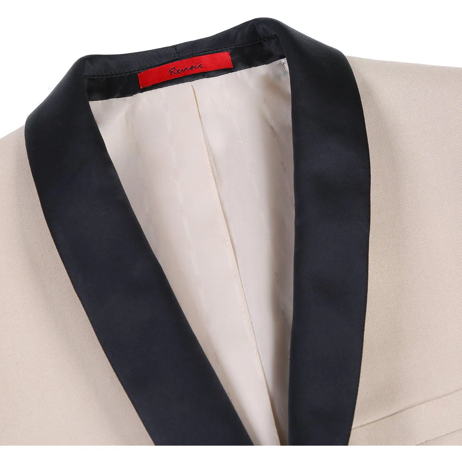 Mens Traditional Slim Fit Shawl Collar Tuxedo in Tan - Image 4