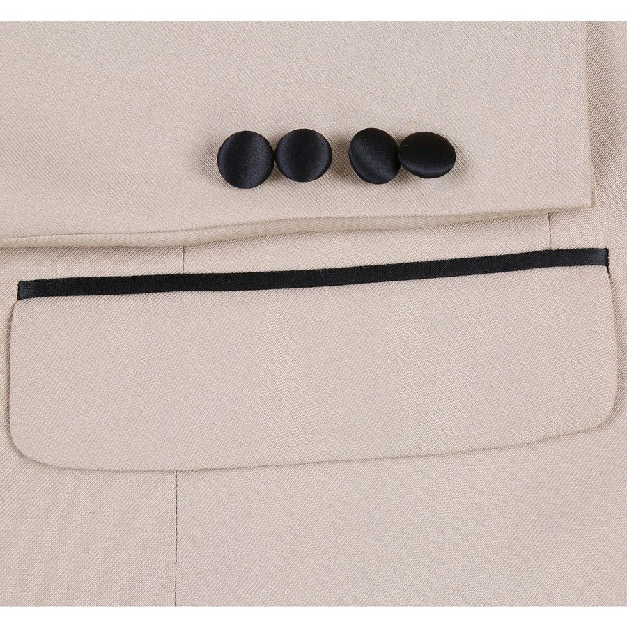 Mens Traditional Slim Fit Shawl Collar Tuxedo in Tan - Image 6