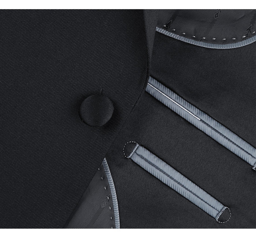 Mens Traditional Two Button Classic Fit Notch Tuxedo in Black - Image 3